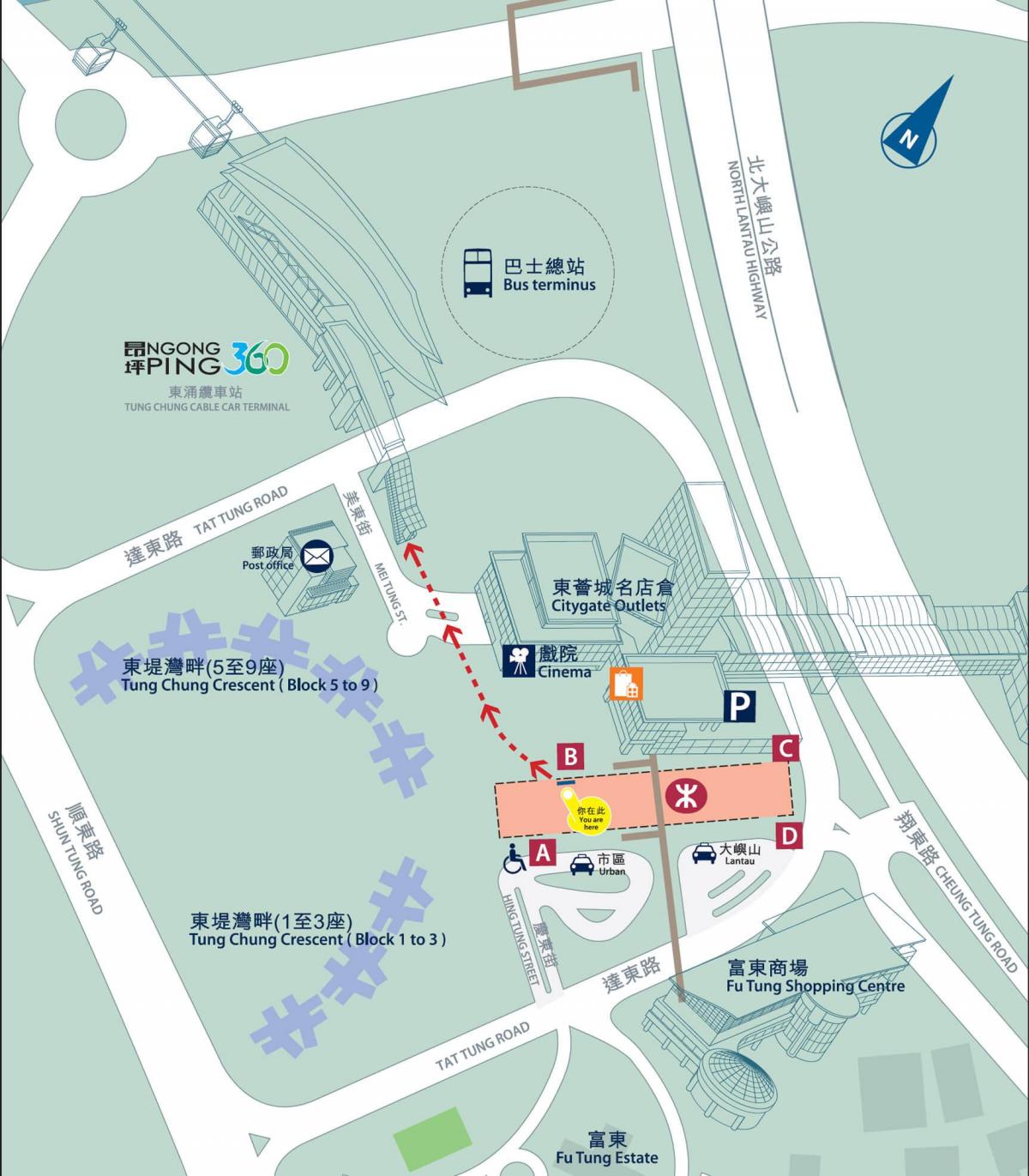 Tung Chung 선 MTR 지도