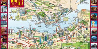홍콩 큰 버스 투어 지도